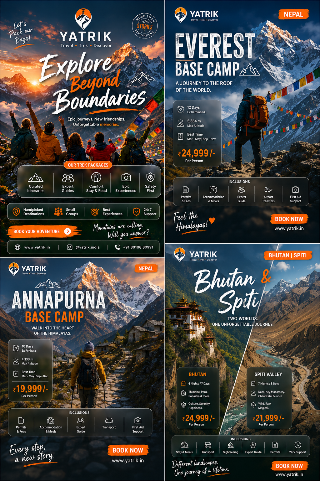 Yatrik trek collection — Everest, Annapurna, Bhutan & Spiti