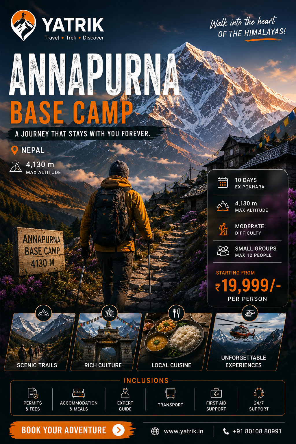 Annapurna Base Camp — 10 days, 4,130m, ex Pokhara